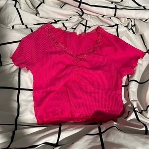 Cute hot pink cropped t